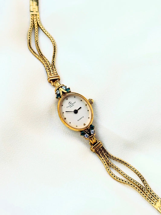 Vintage Ultra Rare Christian Bernard Stones Gold Plated watch for women