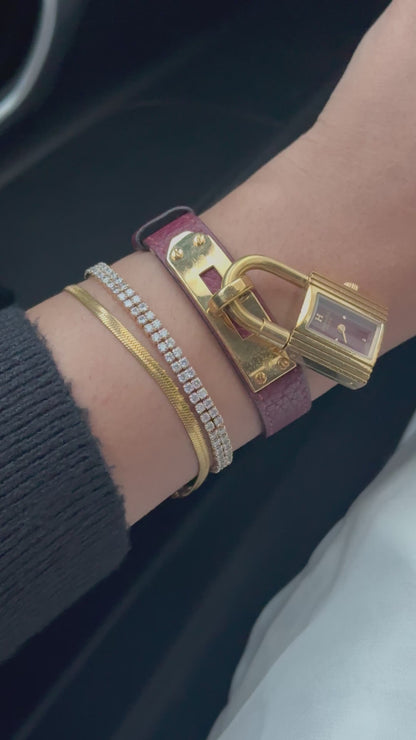 Vintage Rare Hermes Kelly Women’s watch; Maroon Dial and Leather strap