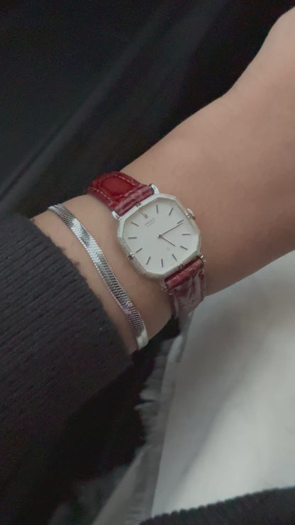 Vintage Seiko Silver Tank watch; Leather Strap