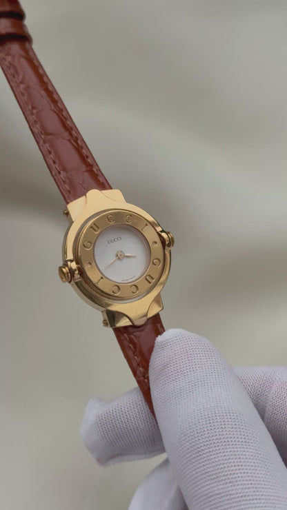 Vintage Gucci Rare Peekaboo 90s Gold Plated 6600L Quartz Watch ; Luxury Swiss timepiece