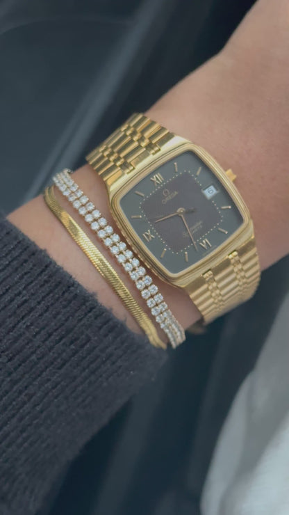 Rare Vintage Omega Seamaster Tank Gold Datejust Watch; Dress Watch