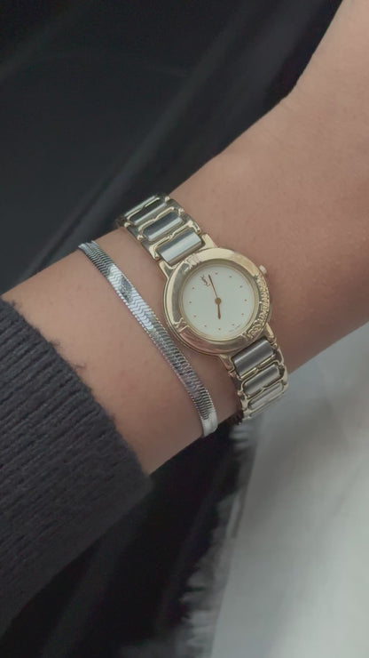 Vintage Rare Yves Saint Laurent Two-Tone Watch for women: Gold Plated, Cream dial